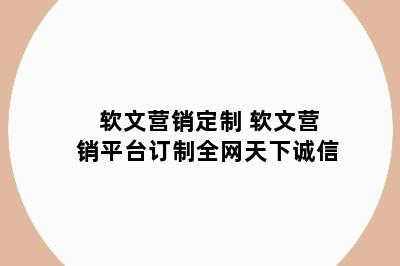 软文营销定制 软文营销平台订制全网天下诚信